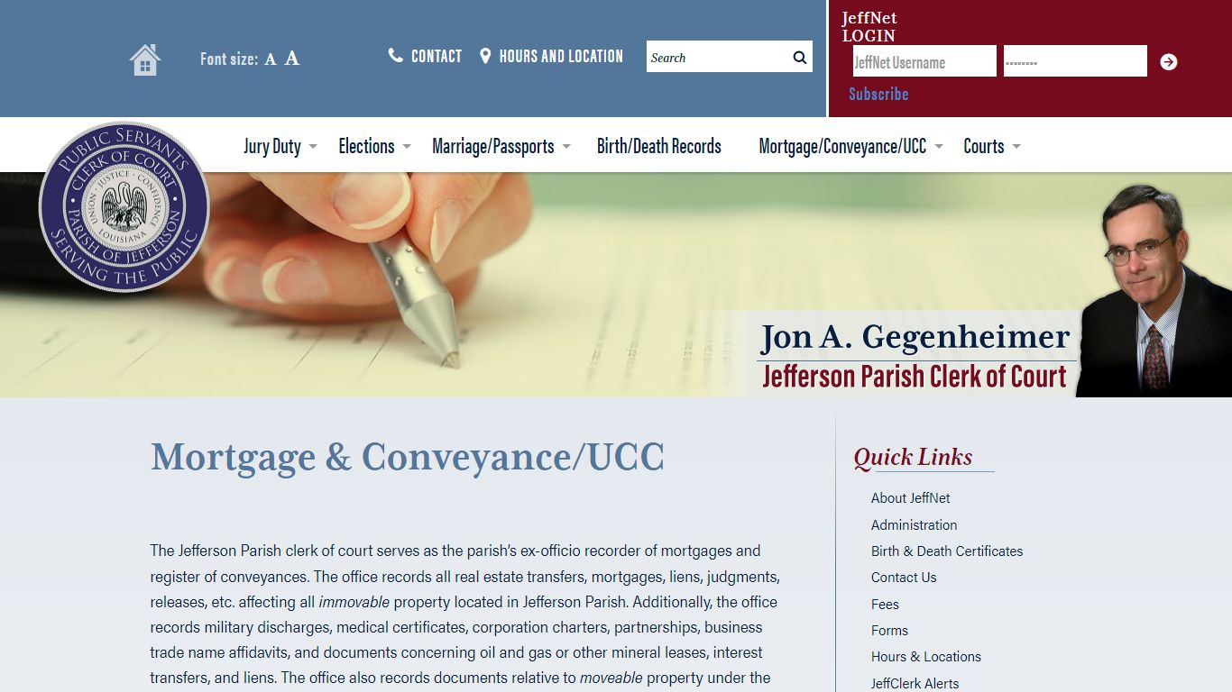 Mortgage & Conveyance/UCC « Jefferson Parish Clerk of Court