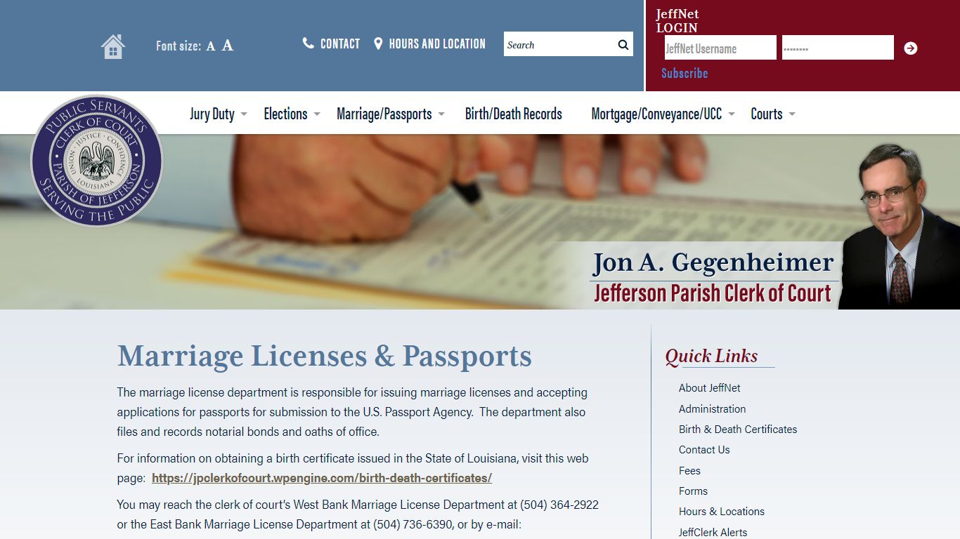 Marriage Licenses & Passports « Jefferson Parish Clerk of ...