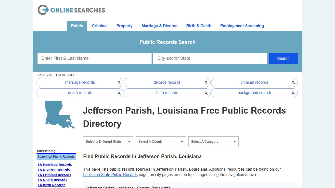 Jefferson Parish, Louisiana Public Records Directory